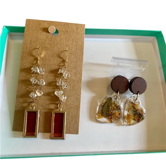 Burnt Orange Handmade Headband Gift set with Milkweed Resin Jewelry Earrings - Picture 2 of 7